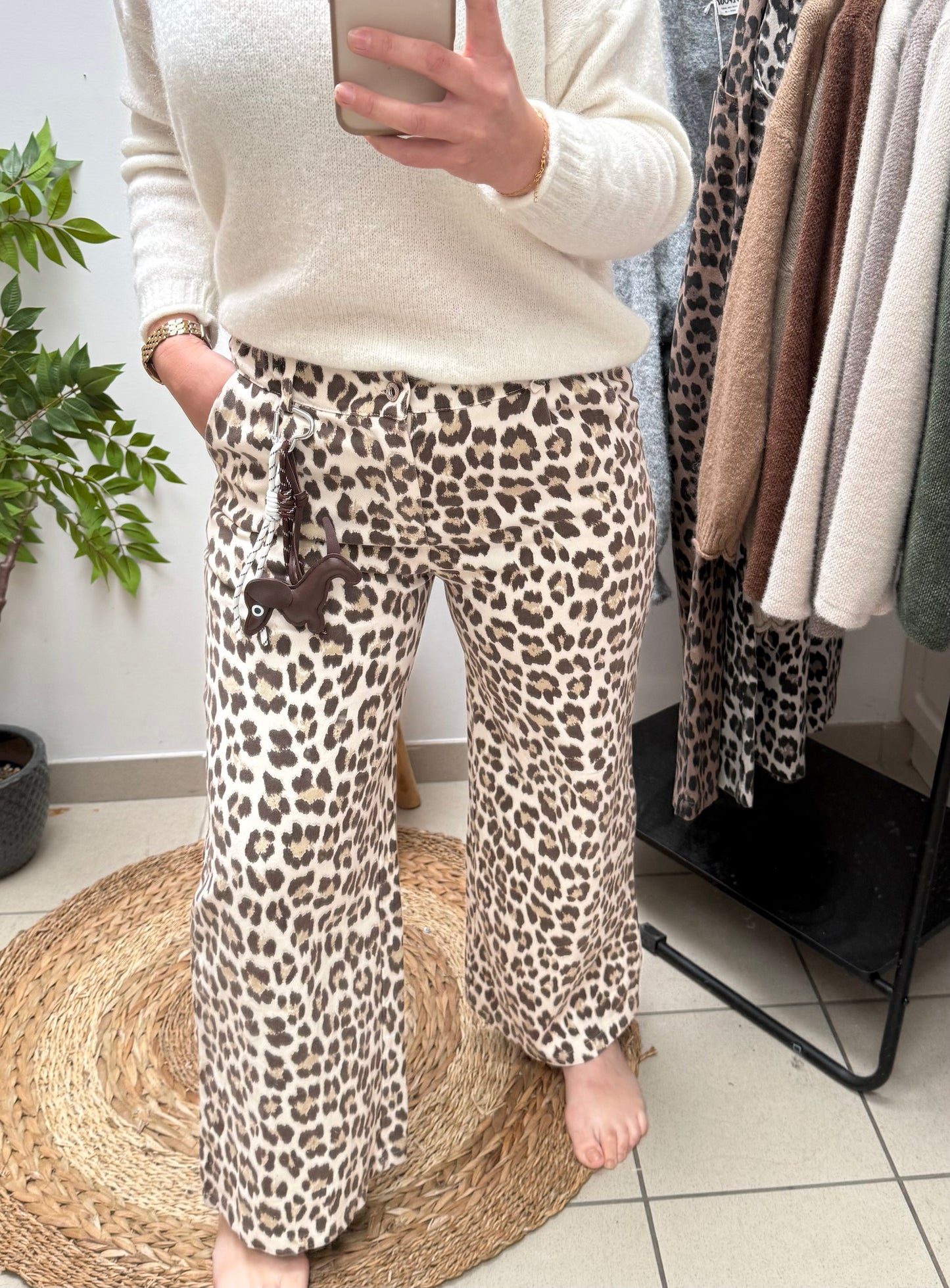 Pantalon large imprimé léopard