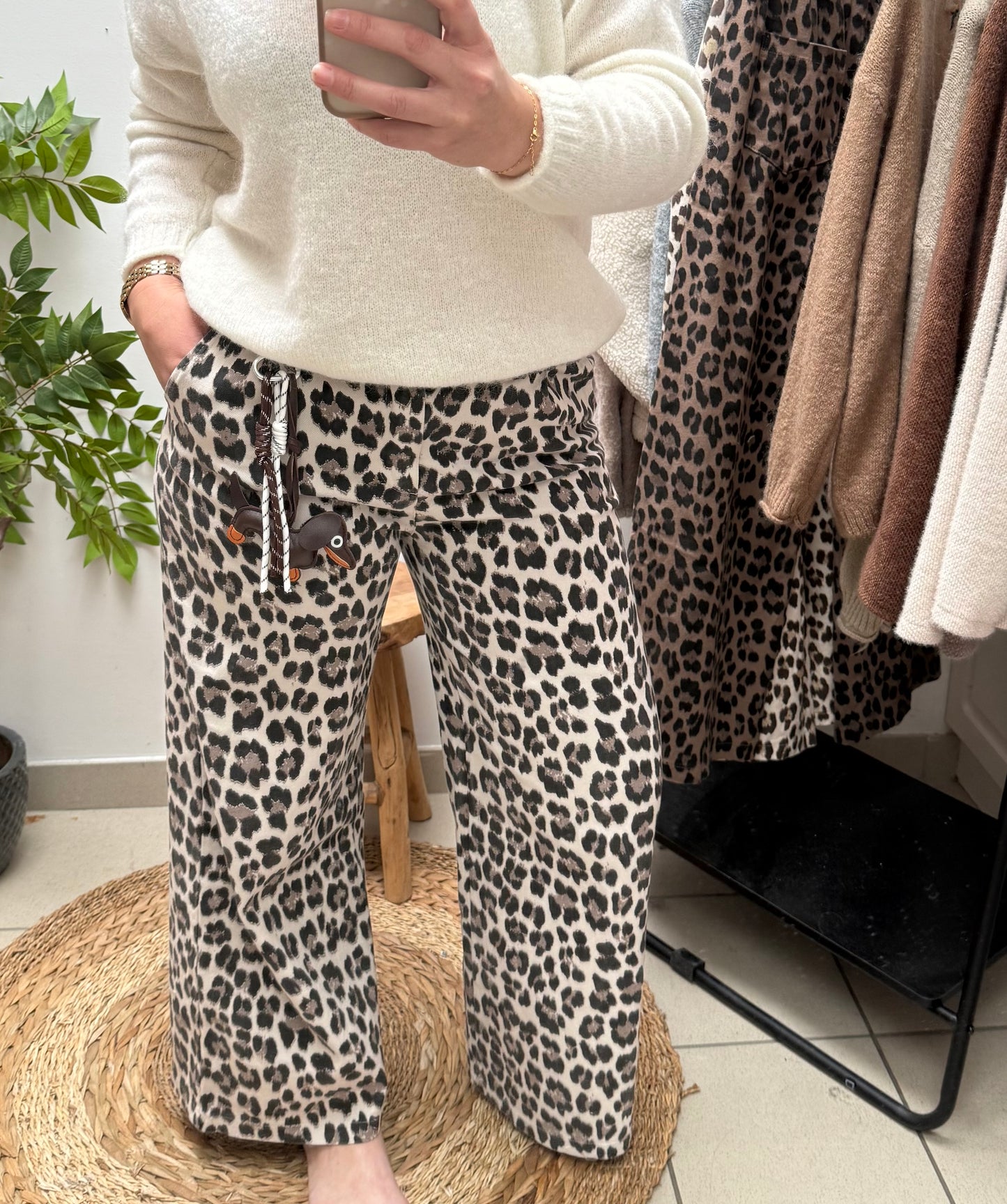 Pantalon large imprimé léopard