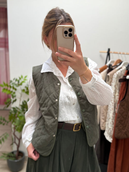 Gilet sans manches matelassé en velours côtelé